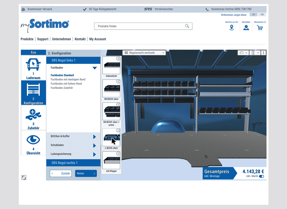 Sortimo Fahrzeugeinrichtungskonfigurator