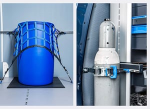 Tonne und Gasflasche mit Sortimo ProSafe